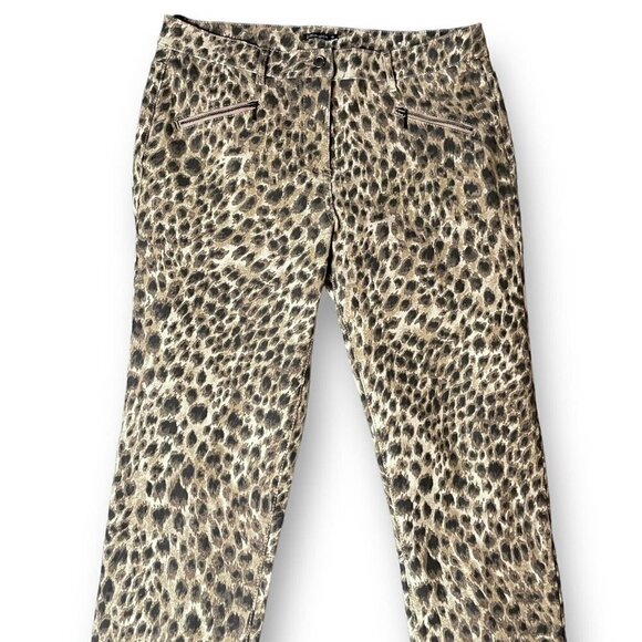 J McLaughlin Womens Baxter Safari Jean Sz 10 Tan Brown Animal Print Skinny Slim - Picture 3 of 10